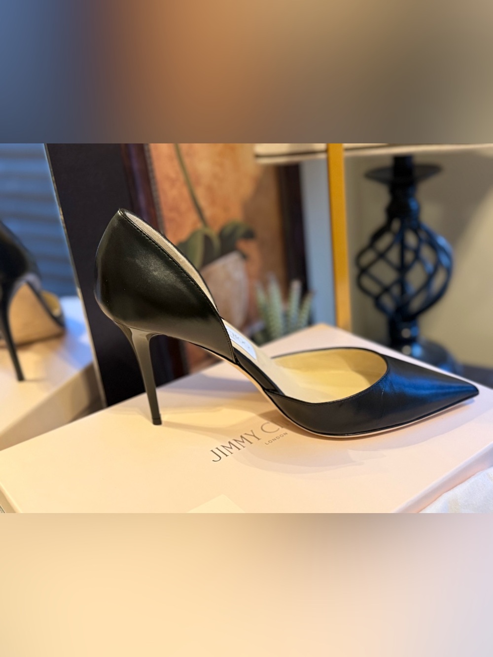 🌸Jimmy Choo Addison Black Leather D'Orsay Pointed-Toe Stiletto Heels🌸 - Picture 4 of 15